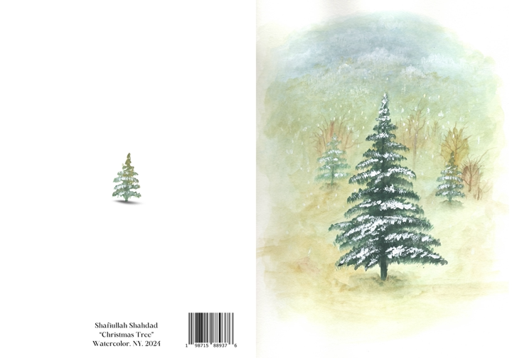 "Christmas Tree" Gorgeous Holiday Card with Watercolor